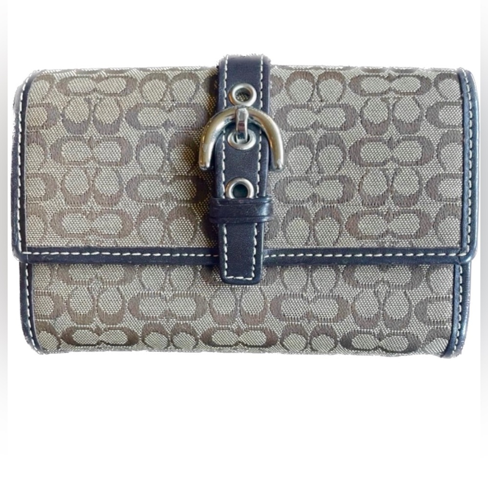 Coach Hamptons Mini Wallet, Classic Brown, Leather & Signature Canvas